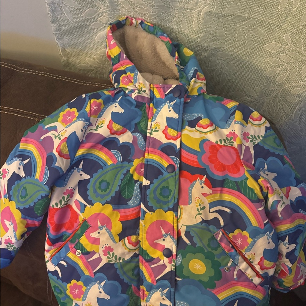 Mini Boden Multicolor Unicorn Puffer Jacket